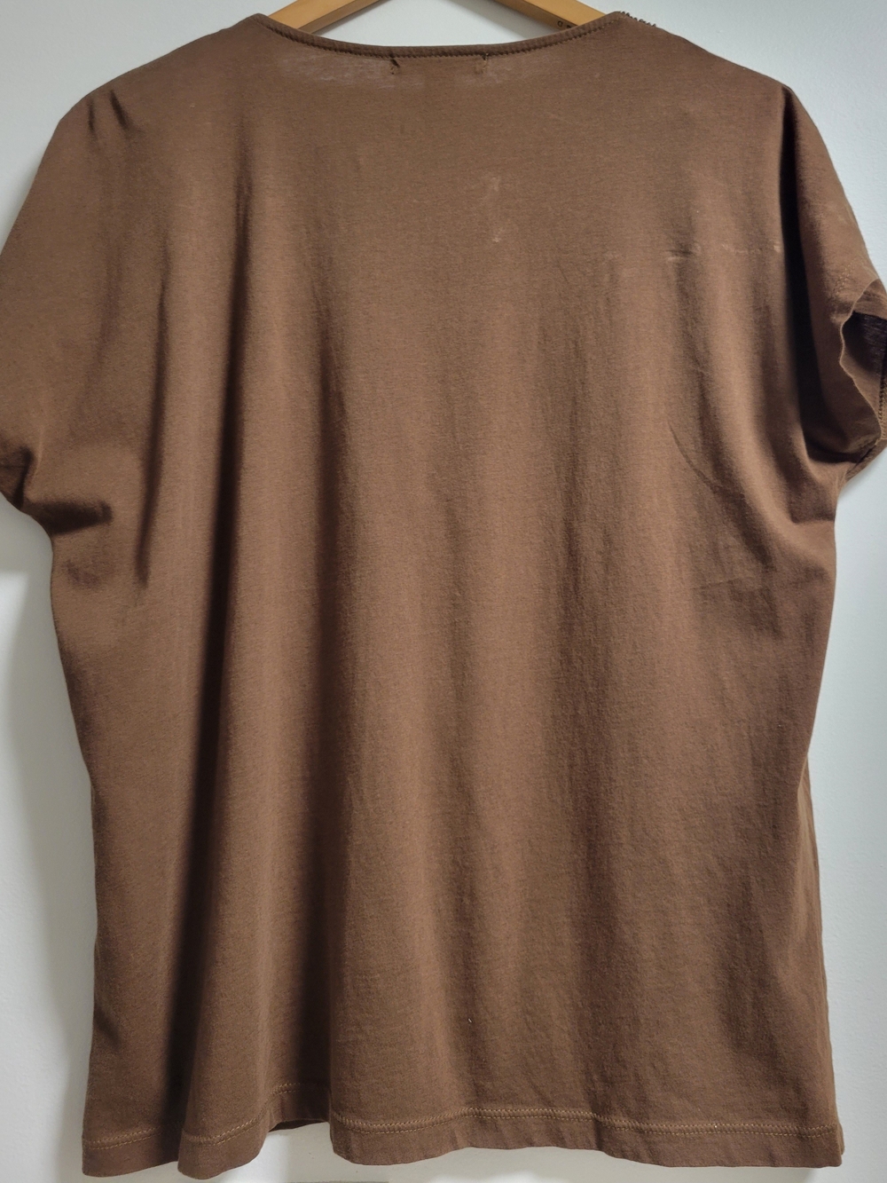 Lauren Ralph Lauren Brown Beaded V-Neck Short Sleeve Casual Boho Top Size L - Picture 2 of 5